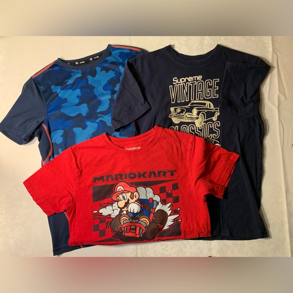 EUC Bundle 3 Shirts: Tek Gear Dry Tek, Mario Kart, Vintage Classic Cars